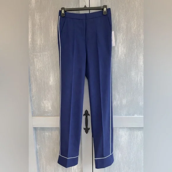 Michael Kors Navy Tailored Pants w/ White Piping – Size 0 – NWT - Picture 3 of 7